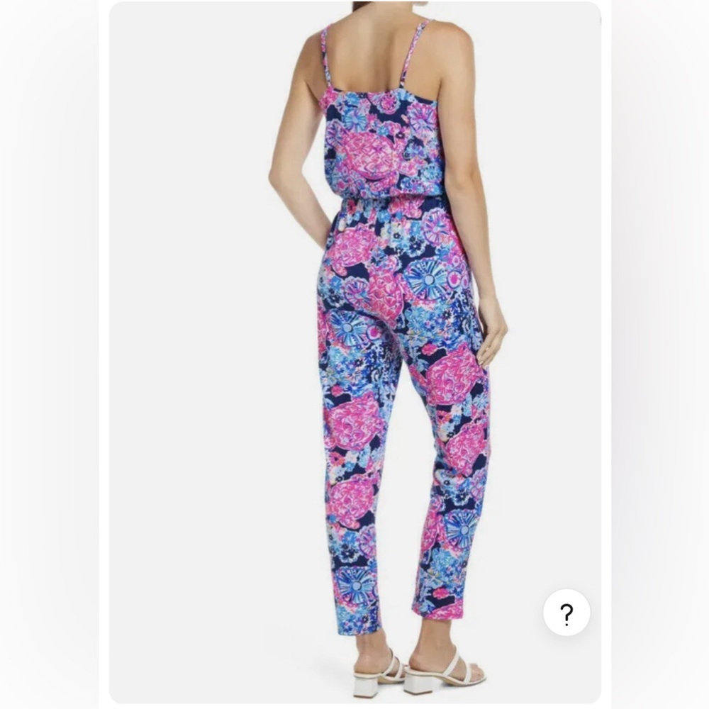 Lilly Pulitzer Dante Jumpsuit Stretchy High Tide Navy Turtle Amazement Size  S - Picture 2 of 16